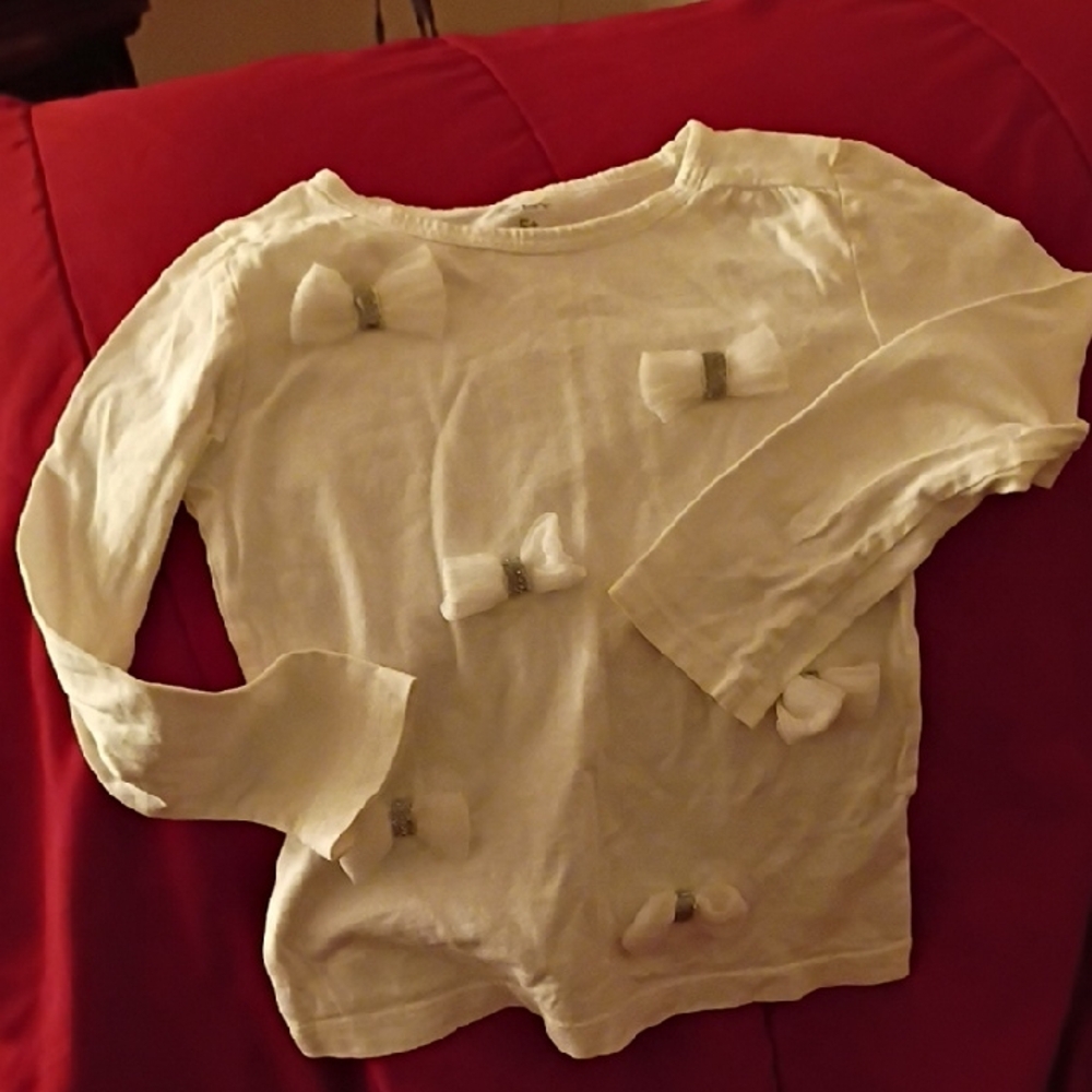 Carter's White Long Sleeve Tee with Bow Details